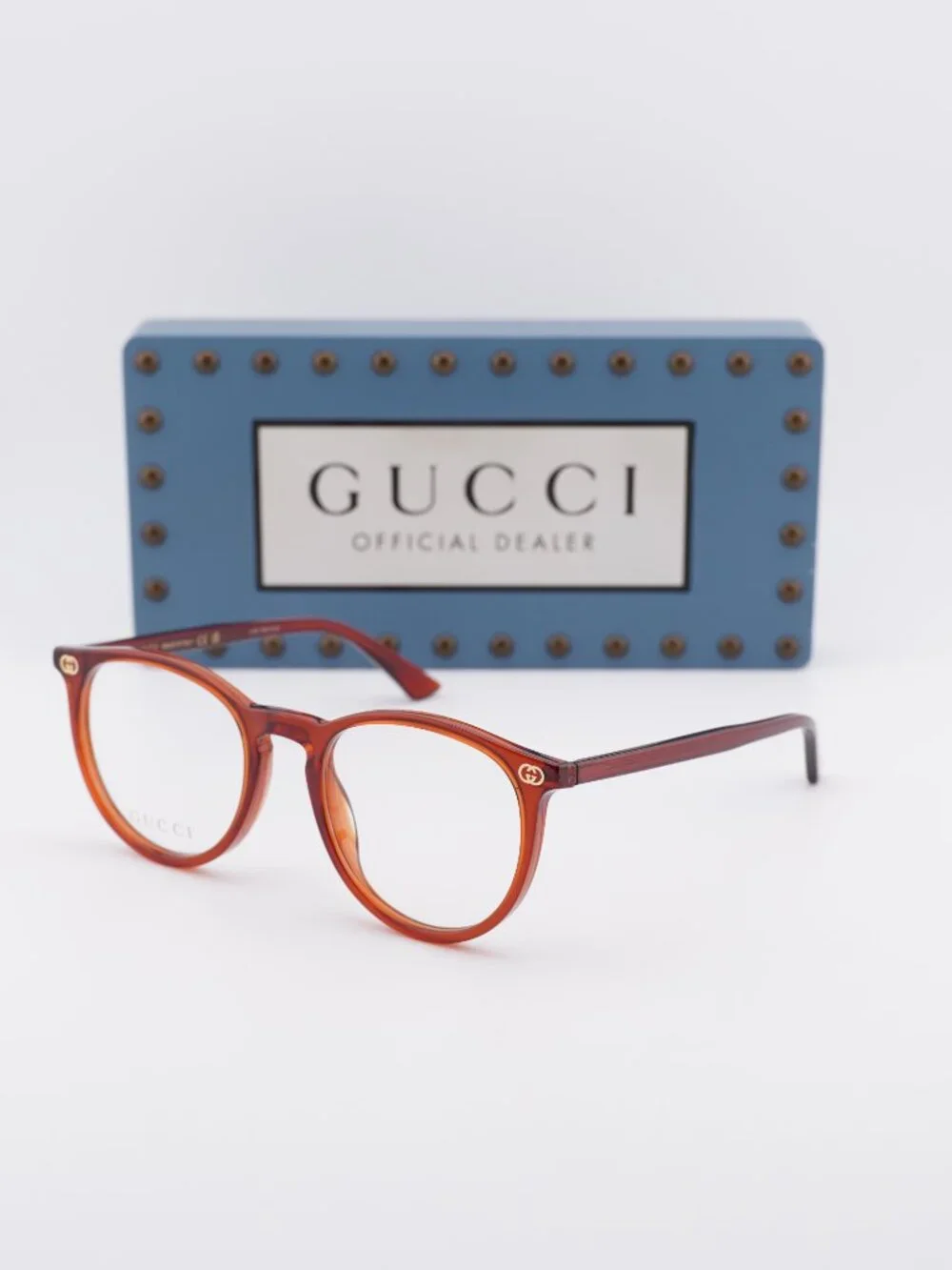 Gucci GG0027O 013 Women Round Eyeglasses - Shiny Bordeaux 50mm